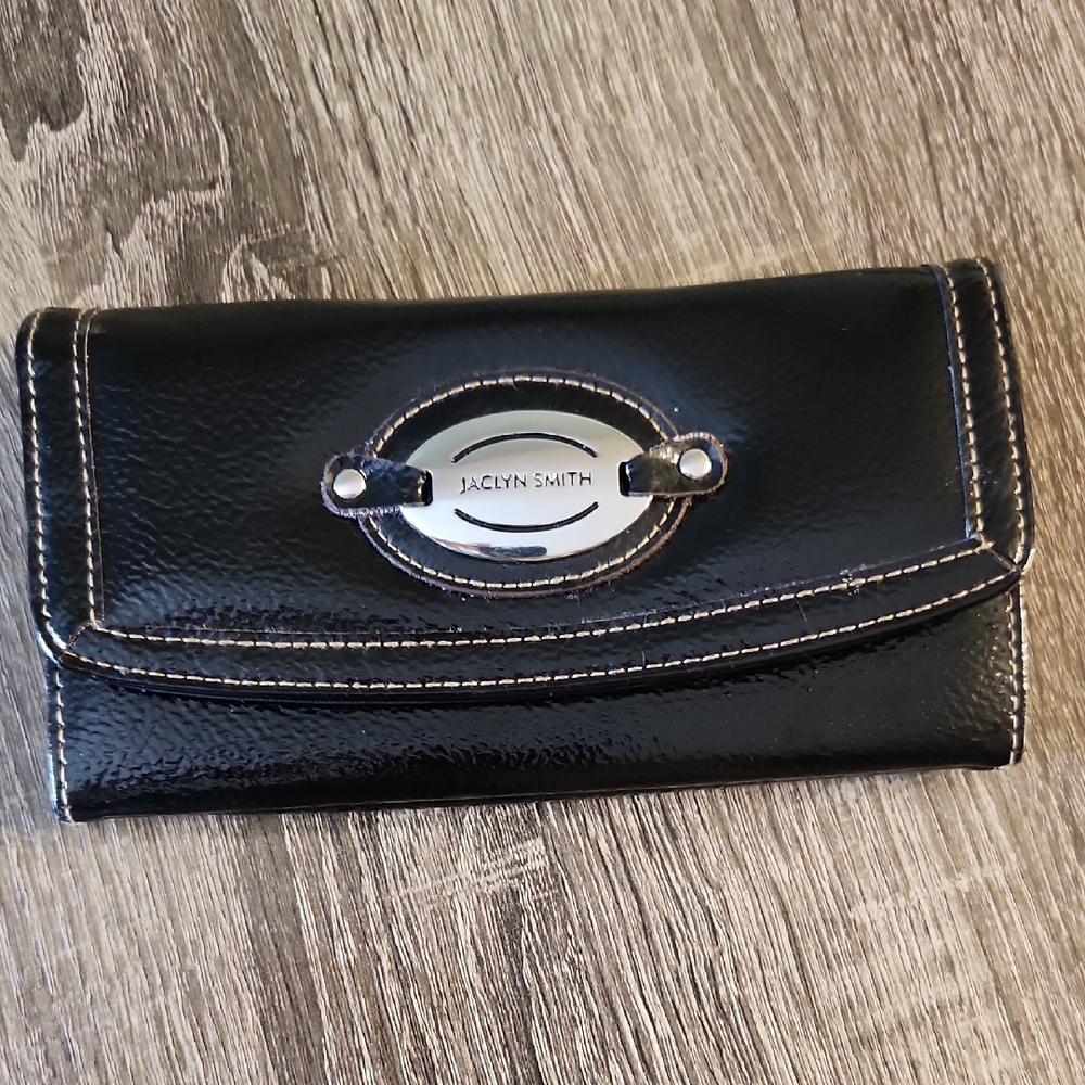 Jaclyn Smith Black Patent Wallet